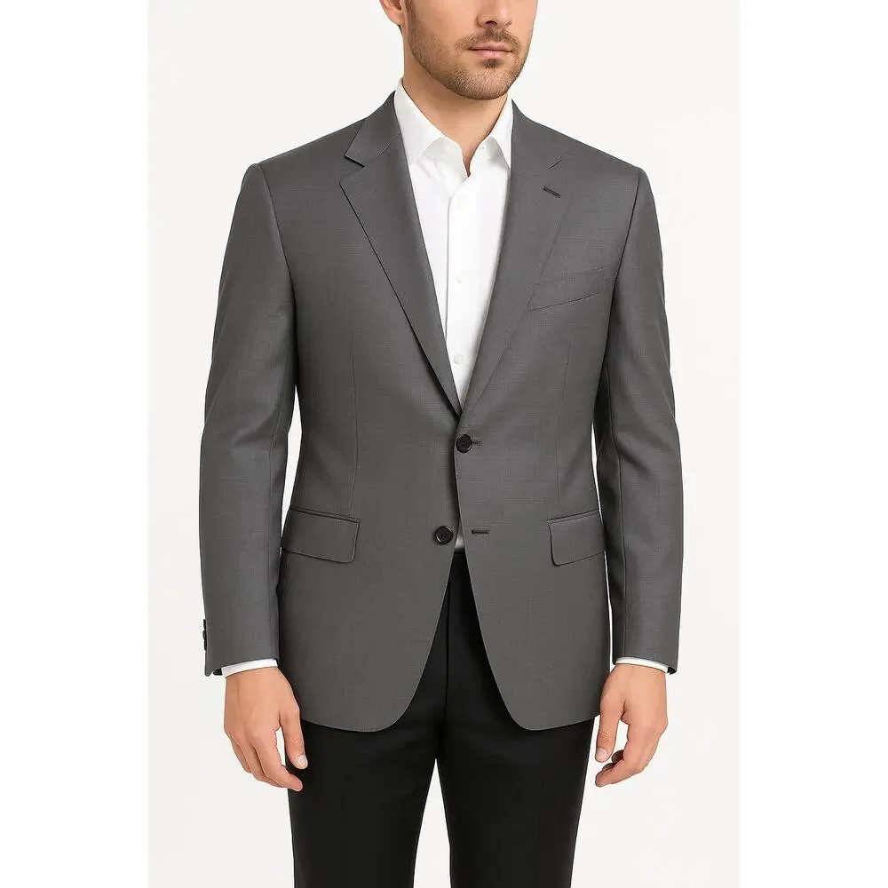 Ermenegildo Zegna Jacket Mens 52 L Gray Suit Fit Rom Wool Notched Lapel 2Button